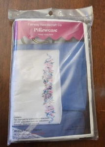 Fairway Needlecraft FLOWER RIBBON Pillowcases Cross Stitch Embroidery Kit SEALED - Picture 1 of 9
