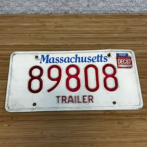 MA Trailer License Plate Tag 89808 Trailer Sticker 1987 Vintage Massachusetts - Picture 1 of 3