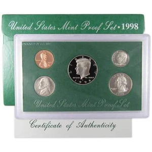 1998 Clad Proof Set U.S. Mint Original Government Packaging OGP COA - Picture 1 of 6