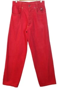 Vintage 90's Y2K Sz 12 Massive by Plot Red Wide Loose Leg Rave Dance Club Jeans - Picture 1 of 7