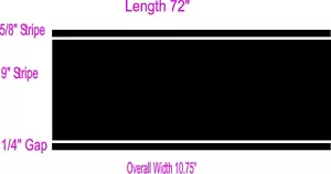 10 3/4" x 72" w/5/8" Sides Racing Stripe Vinyl Decal for Cars Trucks, Autos, RVs - Picture 1 of 2