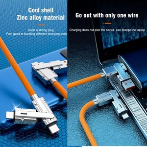 📱 Cable USB a C + iPhone + C a C Carga Rápida 4 en 1 Cable de Sincronización de Datos 120W 1M - Imagen 1 de 14