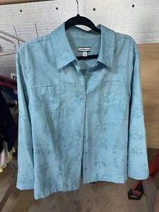 Croft Barrow Women’s XL Blue Jacket With Floral Design - Picture 1 of 3