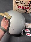 Vintage 1974 Bell Super Magnum Helmet Silver Racing Motocross w/520 Visor & Box