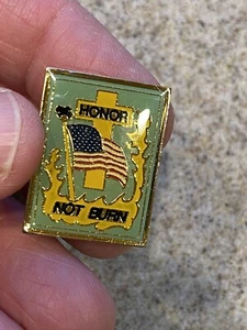 American Flag Honor Not Burn USA Patriotic Vintage Enamel Lapel Pin - Picture 1 of 5