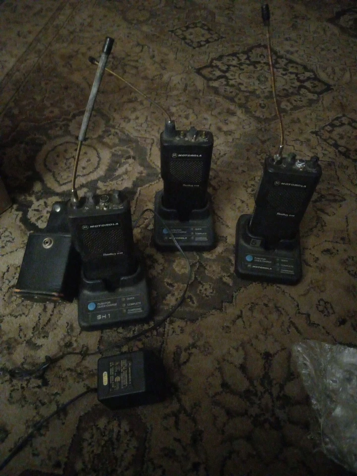 Motorola Radius P50 VHF UHF ? Two Way Radio's Three Radio's  Charger With Holder - Image 1 of 4