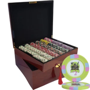 750pcs KNIGHTS CASINO POKER CHIPS SET HIGH GLOSS WOOD CASE- CHOOSE DENOMINATIONS - Picture 1 of 2