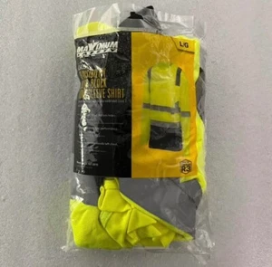 Maximum Saftey Men's Large High Visibility ANSI Class 3 Long Sleeve Safety Shirt - Picture 1 of 5