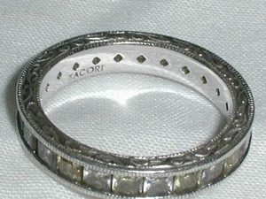 TACORI STERLING SILVER 2 TONE CZ WEDDING BAND RING 7 1/4! - Picture 1 of 6