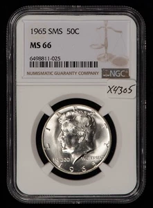 1965 SMS 50c Kennedy Silver Half Dollar - NGC MS 66 - SKU-X4305 - Picture 1 of 2