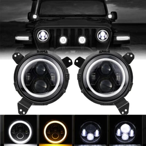2x 7inch LED Hi/Lo Beam Headlight+Brackets for Jeep Wrangler JL JLU JT 2018-2024 - Picture 1 of 12