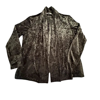 Cardigã feminino vintage veludo esmagado XL aberto forrado frontal manga longa Whimsigoth - Imagem 1 de 4