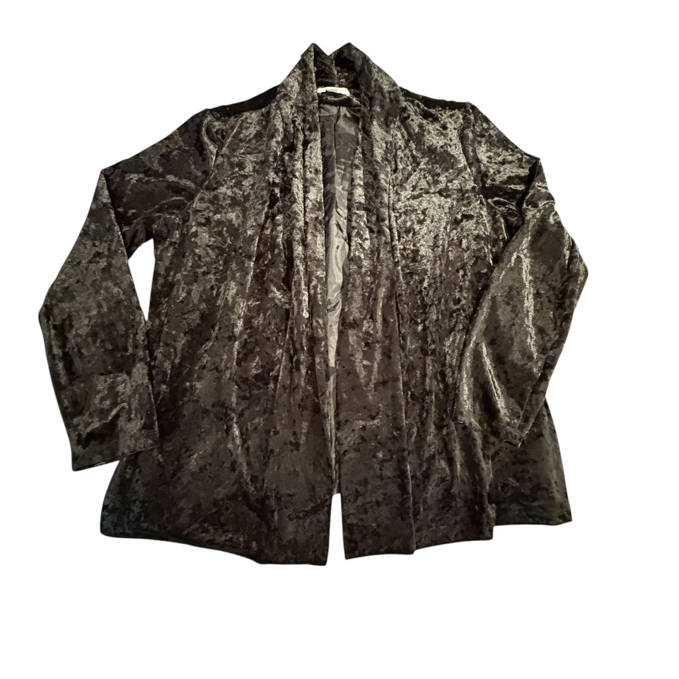 Cárdigan vintage de terciopelo aplastado para mujer XL forrado frente abierto manga larga caprichoso Foto 1 de 4