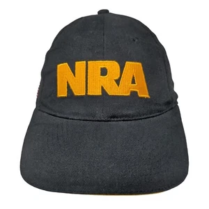 NRA Strapback Hat Black One Size Adjustable Embroidered Patriotic 6 Panel - Picture 1 of 7