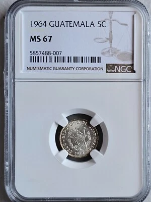 Guatemala 5 Centavos 1964 NGC MS 67 - Image 1 of 2