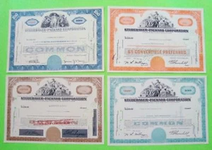 Lot / 4 1950's - 60's STUDEBAKER PACKARD STOCK CERT's Tan BLUE Orange TEAL Xlnt - Picture 1 of 6