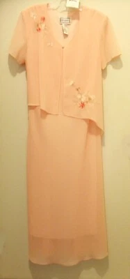 KARIN STEVENS ВИНТАЖНЫЙ розовый 1 шт. с подкладкой платье 10 вышивка, поли/шифон, наложение - Изображение 1 из 4