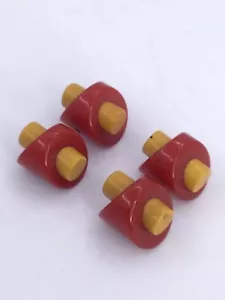 BAKELITE - BUTTONS - RED & YELLOW 4 PIECE (I1143) - Picture 1 of 6