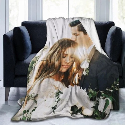 Custom Blanket Photos Text Customized Gifts Personalized Flannel Throw Blankets - image 1 of 4