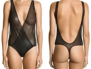 Maison Close SMALL Sz 4 Douce Provocation Thong Bodysuit Coeur, Open Black Body - Picture 1 of 15