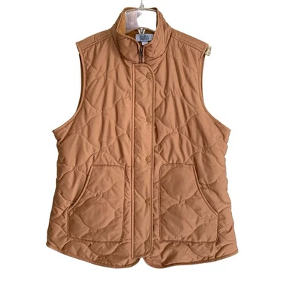 Croft & Barrow Quilted Vest Women's Sz Small Camel Tan Full-Zip Snap Lightweight - Image 1 of 4