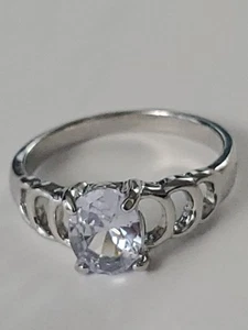 Vintage Solitaire Size 7.5 Silver Unmarked. 08 - Picture 1 of 12