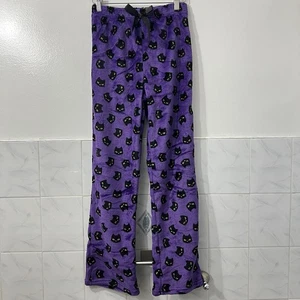 Refuge Women’s XL Halloween Black Cat Print Plush Pajama Pants Purple Whimsigoth - Picture 1 of 7