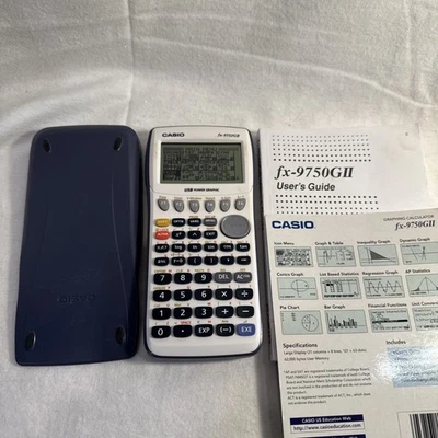 Casio fx-9750GII Graphing Calculator w/ Slide-On Cover & Manual - Tested Working - Image 1 of 4