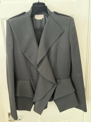 Alexander McQueen Military Peplum Jacket Black Size 44. New With Tags ORP £1,870 - Image 1 of 4