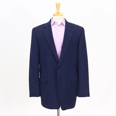 Hickey Freeman 46L Navy Sport Coat Blazer Jacket Solid 2-Button Wool - Image 1 of 4