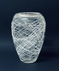 Vintage 1970s Carlo Scarpa Murano Italian Art Glass Vase White Swirl 9.5" - Picture 1 of 13
