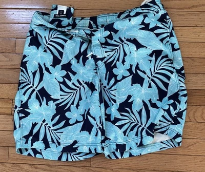 LANDS END Bathing Suit Mens Size XL 40-42 Blue Beach Floral Swim Pockets Lined - Image 1 of 4