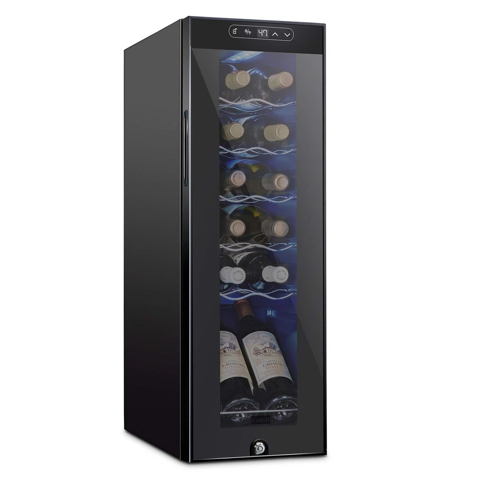 Schmecke 12 Bottle Compressor Wine Cooler Refrigerator W/lock | Large Freestandi