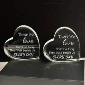 Set of 2 Memorial Crystal Heart Glass, Sympathy Gift Laser Engraved  - Picture 1 of 3