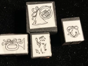 Rigid Foam Rubber Stamps Lot #5 Musical Sounds Set Of 4 - Picture 1 of 1