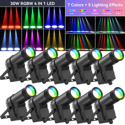 30W RGBW Spotlight Beam Pinspot Light LED Stage Lighting KTV Disco DJ Lights US - Image 1 of 4