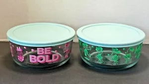 Pyrex Disney Minnie Mouse "Be Bold" 7-Cup Glass Food Storage Bowls with Lids - Picture 1 of 9
