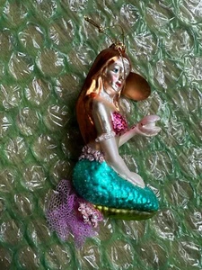 DECEMBER DIAMONDS COLLECTIBLE HAND BLOWN GLASS MERMAID CHRISTMAS ORNAMENT O#12 - Picture 1 of 4