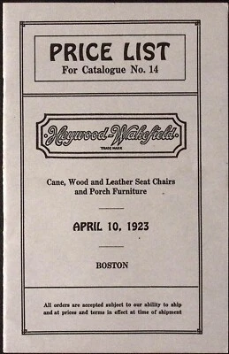1923 Heywood Wakefield трость дерево кожа сиденье стулья крыльцо мебель прайс-лист - Изображение 1 из 4