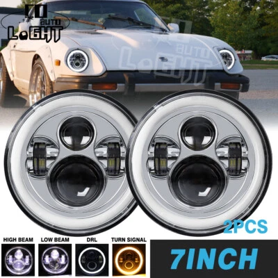 Par de faros LED redondos de 7 pulgadas Halo DRL Hi/Lo DOT 7" para Datsun 280ZX 240Z 260Z Foto 1 de 4