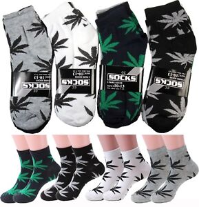 Lot 6-12 Pairs Mens Womens Leaf Weed Marijuana Cotton Ankle Casual Low Cut Socks
