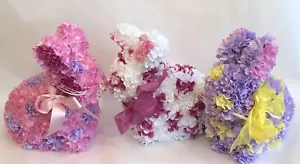 Bunny Rabbit Display Decoration Florals Hydrangea Set Of 3 New 10”h - Picture 1 of 12