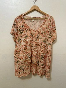 Emaline Damen Blumen Lagenlook Top Gr. 1X Bloomcore Reise Urlaub Boho Büro 90er - Bild 1 von 12