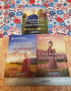 AMISH - INSPIRATIONAL ROMANCE - LOT OF 3 PAPERBACK BOOKS - LARGER PRINT - Picture 1 of 2
