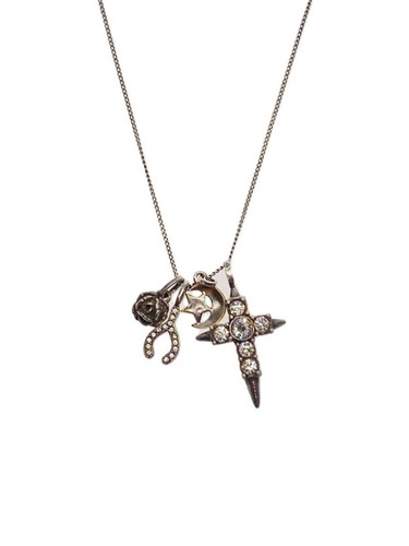 SAINT LAURENT (YSL) Collana uomo SAINT LAURENT croce mezzaluna stella placcata argento con usata