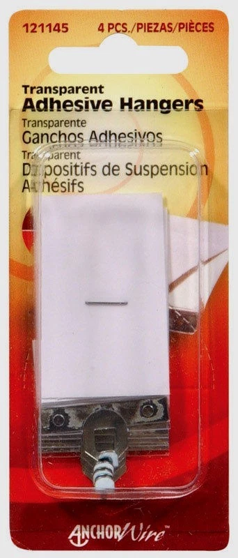 Hillman AnchorWire 1,5 lb. Perchas adhesivas transparentes de acero 4 pk 121145 Foto 1 de 1