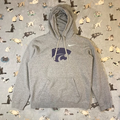 Nike KSU Wildcats Hoodie Women's M Heather Grey Pullover Hooded Sweatshirt EUC Cover