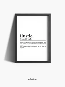 Impresión de ajetreo inspiradora arte de pared cita motivacional decoración del hogar oficina enmarcada - Imagen 1 de 2