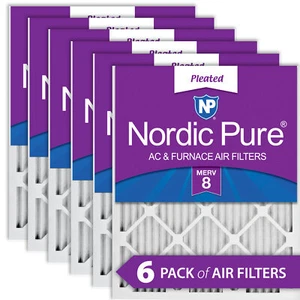 18x24x1 (17_1/2x23_1/2) Pleated MERV 8 Air Filters 6 Pack - Picture 1 of 6