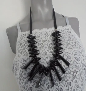 Statement Halskette Schmuck schwarze Elemente auffällig ohne Verschluss Nr.2523 - Bild 1 von 4